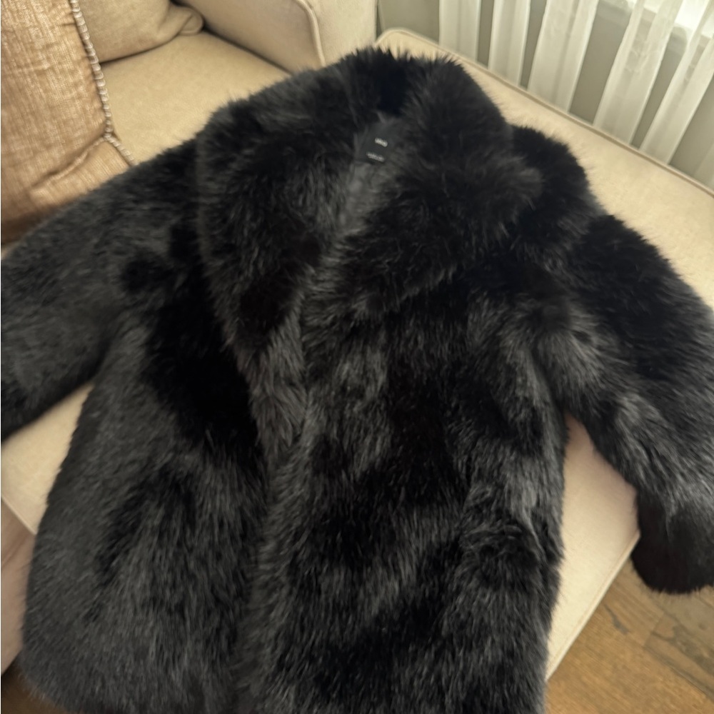 MANGO Black Faux Fur Jacket